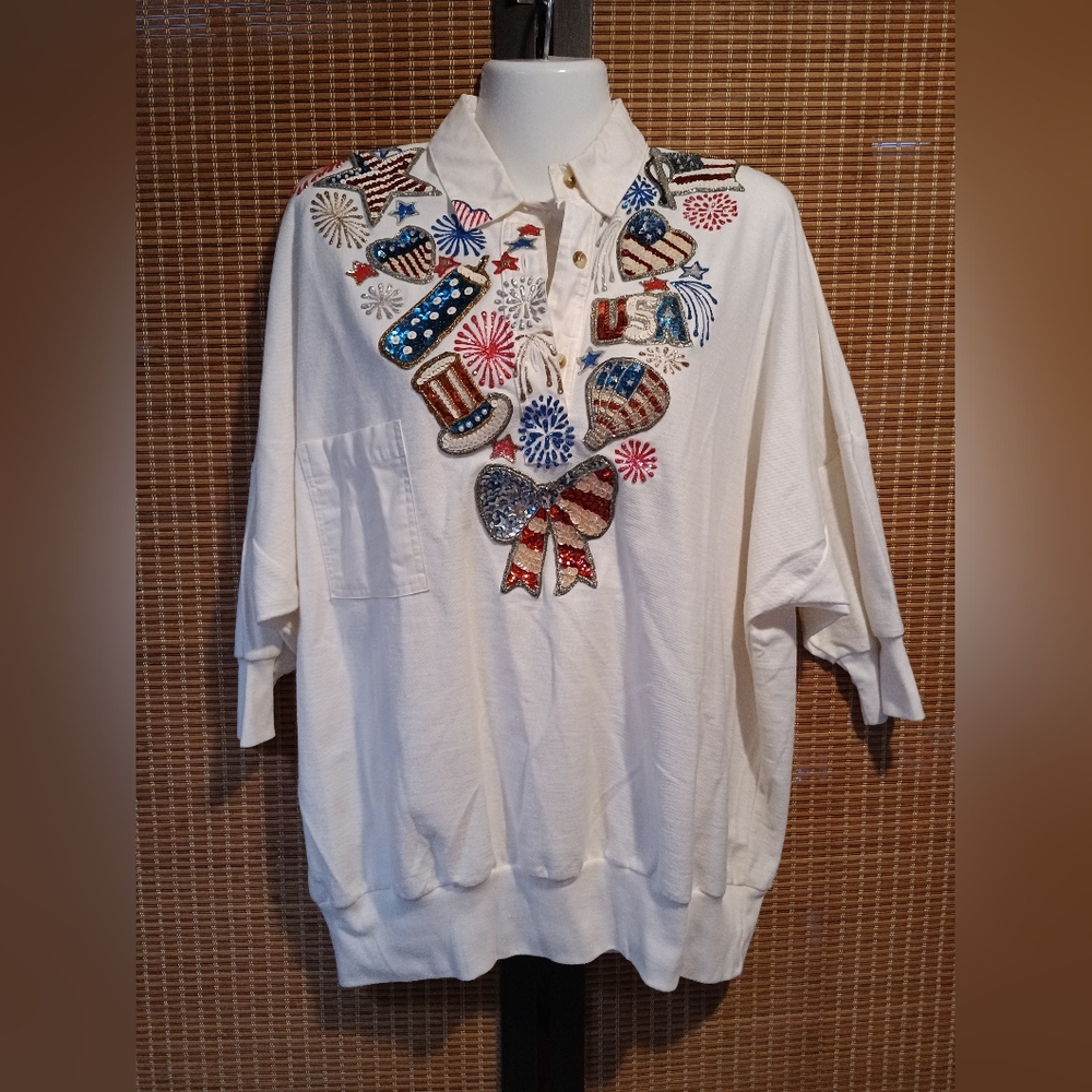 Vintage custom made  r.g. Arnold patriotic blouse